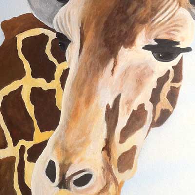 A spray paint and acrylic painting of a giraffe