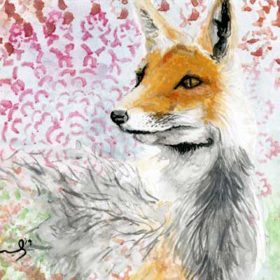 Tie Died Fox - Animanls From Chaos - Dvorsky Art - Watercolor painting of a fox in abstraction